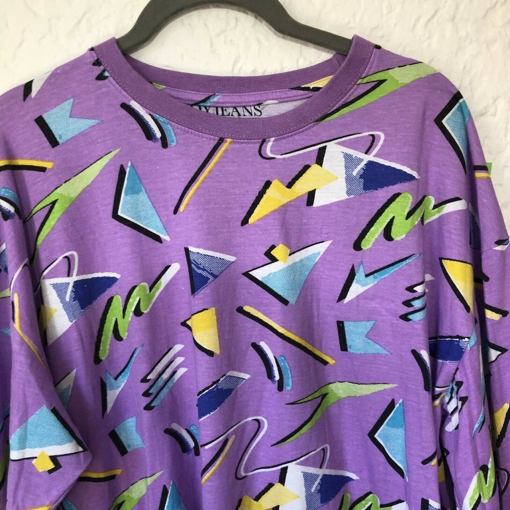 90s Y2K Graphic Long Sleeve Purple Tshirt Retro XL